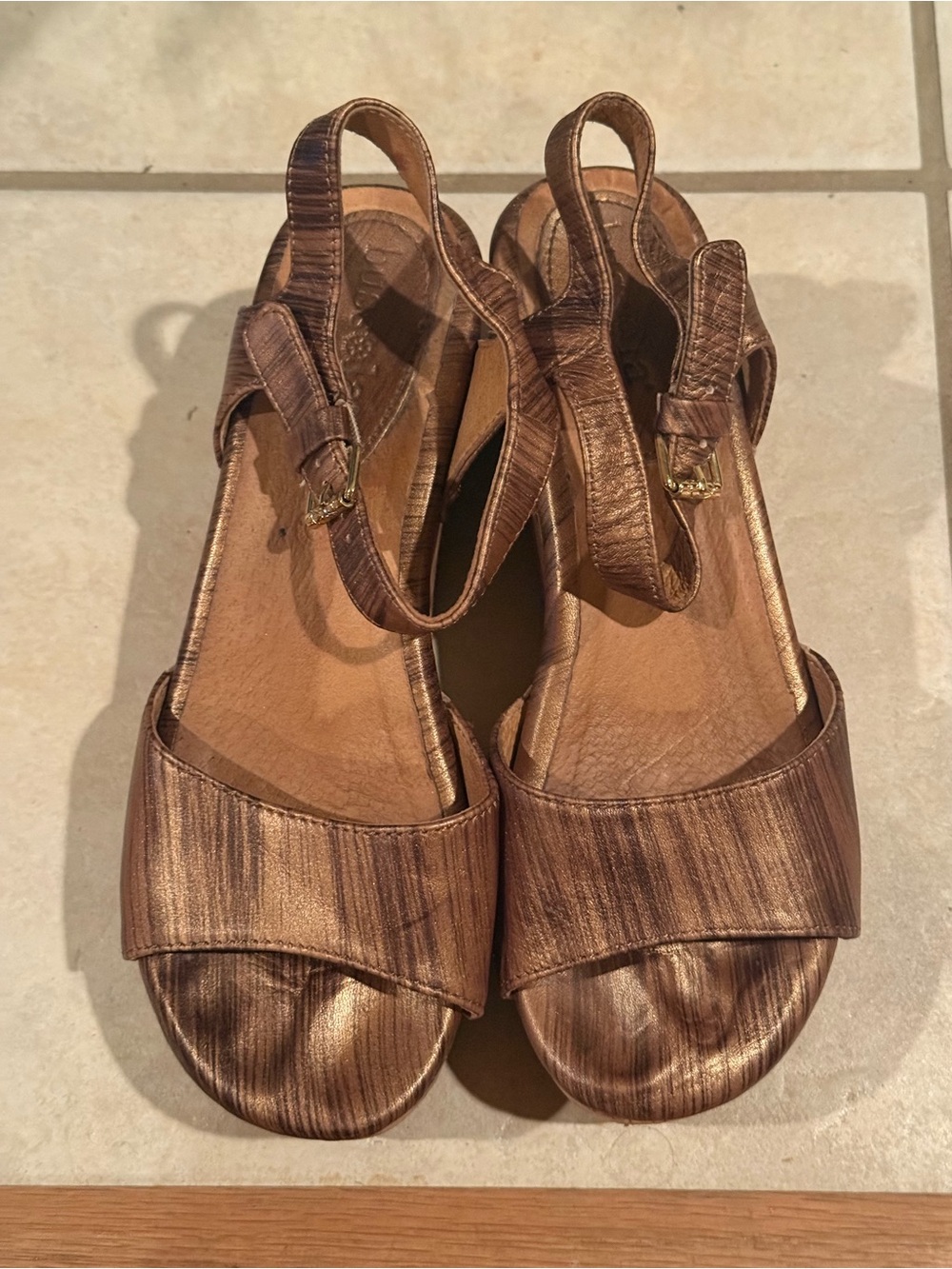 bussola Bronze Metallic Wedge Sandals